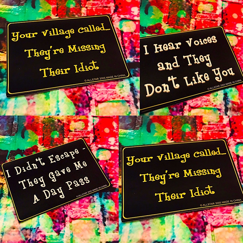 4 pack 2005 Retro Deadstock Humor Sticker 4x3” approx
